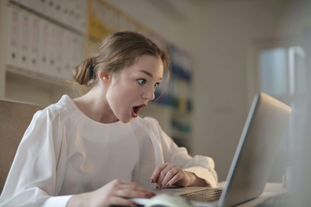 What to expect from a VAT inspection with a shocked woman in front of a computer